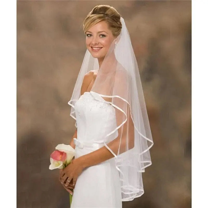 Showlu Fashion Store 0 Short Simple Wedding Veil Tulle Two Layer With Comb White Ivory Bridal Veil for Bride for Marriage Wedding Accessories
