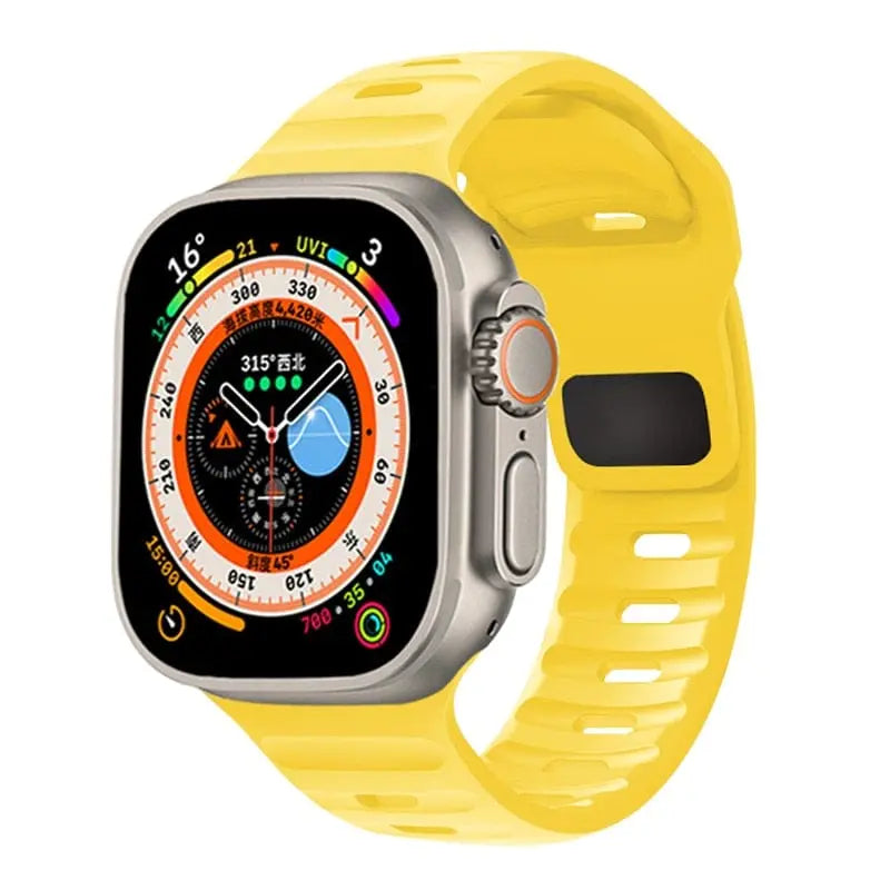 Showlu Fashion Store 0 China / Yellow / 42mm 44mm 45mm 49mm Silicone Strap For Apple Watch ultra Band 44mm 49mm 45mm 42mm 40mm 41mm 38mm sport correa bracelet iwatch Series 7 6 3 4 5 se 8