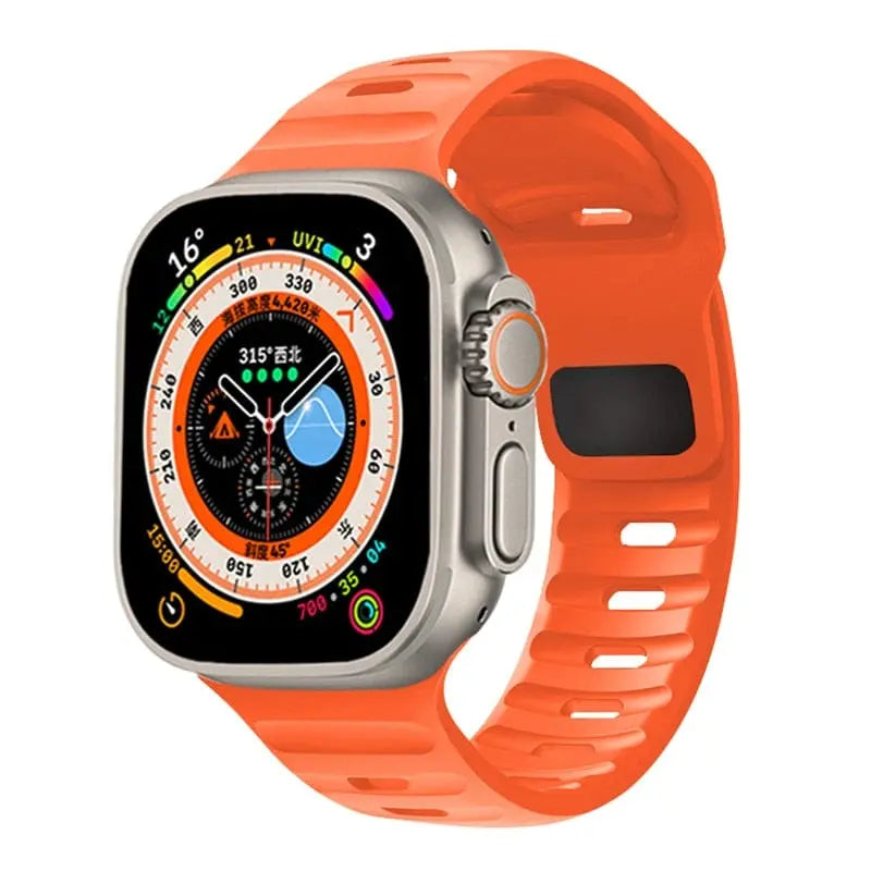 Showlu Fashion Store 0 China / Orange / 42mm 44mm 45mm 49mm Silicone Strap For Apple Watch ultra Band 44mm 49mm 45mm 42mm 40mm 41mm 38mm sport correa bracelet iwatch Series 7 6 3 4 5 se 8