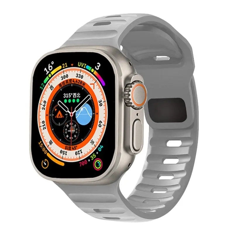 Showlu Fashion Store 0 China / Light gray / 42mm 44mm 45mm 49mm Silicone Strap For Apple Watch ultra Band 44mm 49mm 45mm 42mm 40mm 41mm 38mm sport correa bracelet iwatch Series 7 6 3 4 5 se 8