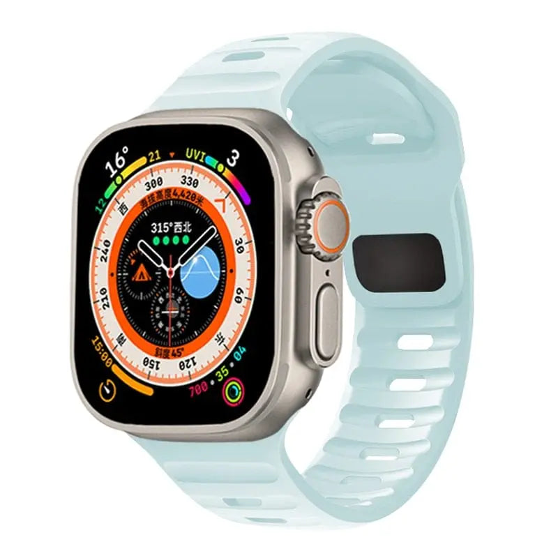 Showlu Fashion Store 0 China / Seafoam / 42mm 44mm 45mm 49mm Silicone Strap For Apple Watch ultra Band 44mm 49mm 45mm 42mm 40mm 41mm 38mm sport correa bracelet iwatch Series 7 6 3 4 5 se 8