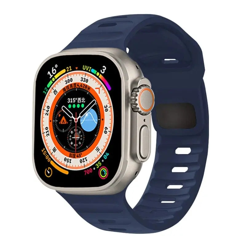 Showlu Fashion Store 0 China / Midnight Blue / 42mm 44mm 45mm 49mm Silicone Strap For Apple Watch ultra Band 44mm 49mm 45mm 42mm 40mm 41mm 38mm sport correa bracelet iwatch Series 7 6 3 4 5 se 8