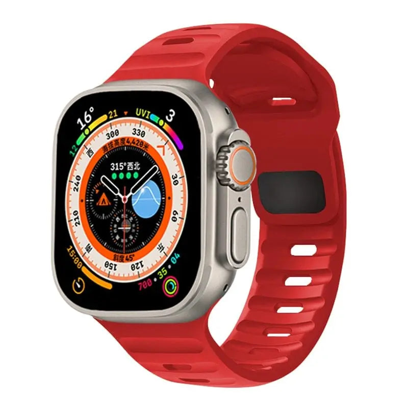 Showlu Fashion Store 0 China / Red / 42mm 44mm 45mm 49mm Silicone Strap For Apple Watch ultra Band 44mm 49mm 45mm 42mm 40mm 41mm 38mm sport correa bracelet iwatch Series 7 6 3 4 5 se 8