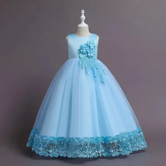 Summer Tulle Flower Girls Dress for Wedding Party Child Princess Pageant Long Gown Kids Dresses for Girls Formal Evening Clothes - SHOWLU FASHION STORE