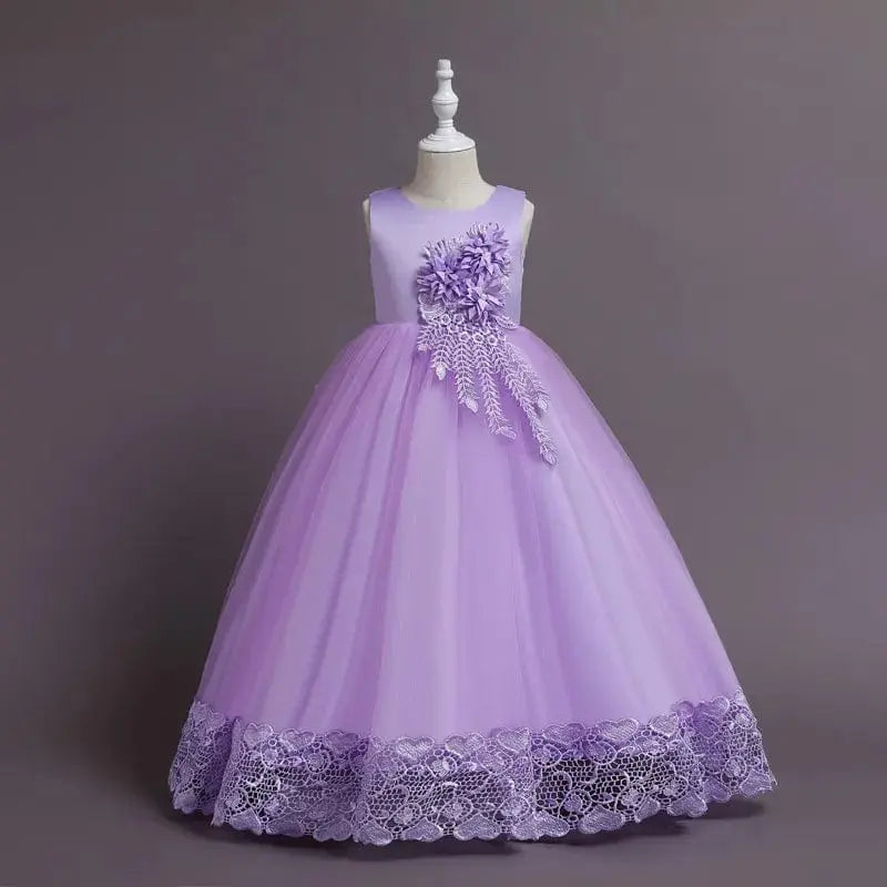 Summer Tulle Flower Girls Dress for Wedding Party Child Princess Pageant Long Gown Kids Dresses for Girls Formal Evening Clothes - SHOWLU FASHION STORE