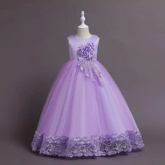 Summer Tulle Flower Girls Dress for Wedding Party Child Princess Pageant Long Gown Kids Dresses for Girls Formal Evening Clothes - SHOWLU FASHION STORE