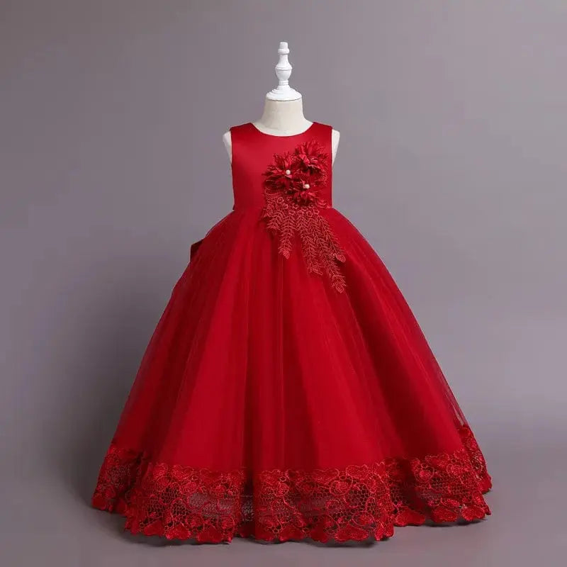 Summer Tulle Flower Girls Dress for Wedding Party Child Princess Pageant Long Gown Kids Dresses for Girls Formal Evening Clothes - SHOWLU FASHION STORE