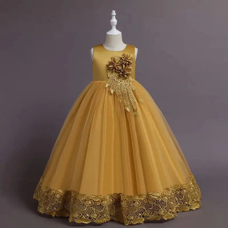 Summer Tulle Flower Girls Dress for Wedding Party Child Princess Pageant Long Gown Kids Dresses for Girls Formal Evening Clothes - SHOWLU FASHION STORE