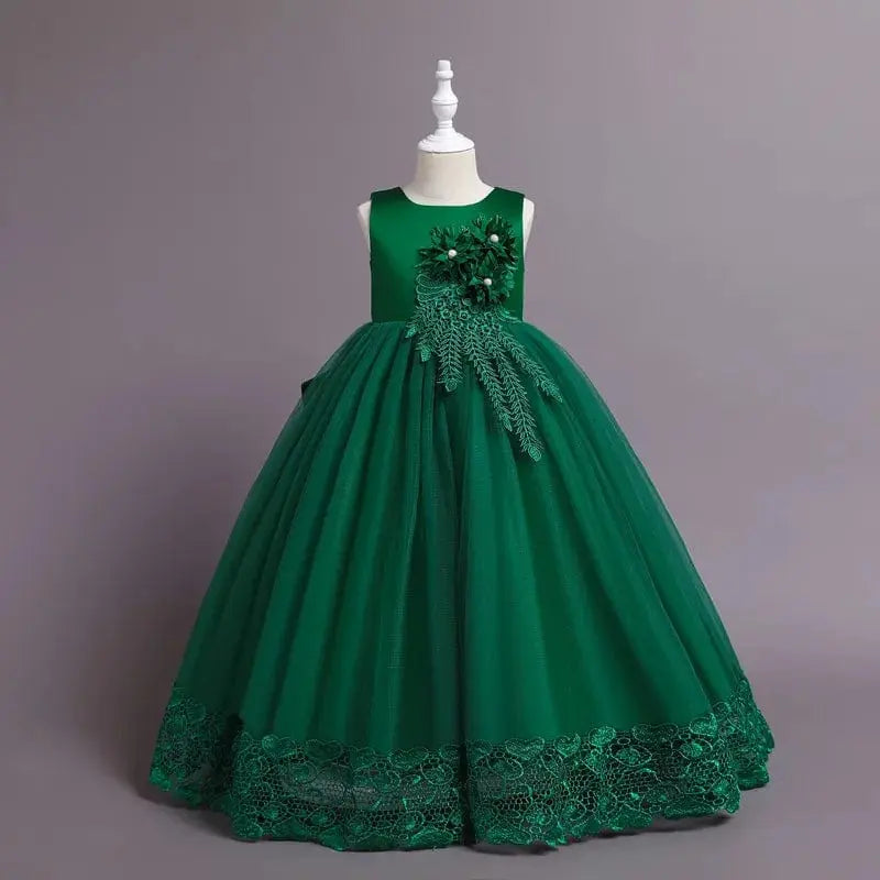 Summer Tulle Flower Girls Dress for Wedding Party Child Princess Pageant Long Gown Kids Dresses for Girls Formal Evening Clothes - SHOWLU FASHION STORE
