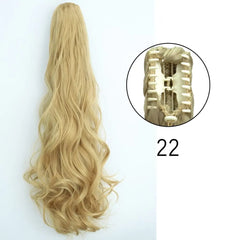 Showlu Fashion Store 0 22 1 / 24inches-60cm / China Synthetic Long Straight Claw Clip On Ponytail Hair Extensions 24Inch Heat Resistant Pony Tail Hair piece For Women Daily Party