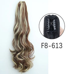 Showlu Fashion Store 0 F8-613 / 24inches-60cm / China Synthetic Long Straight Claw Clip On Ponytail Hair Extensions 24Inch Heat Resistant Pony Tail Hair piece For Women Daily Party