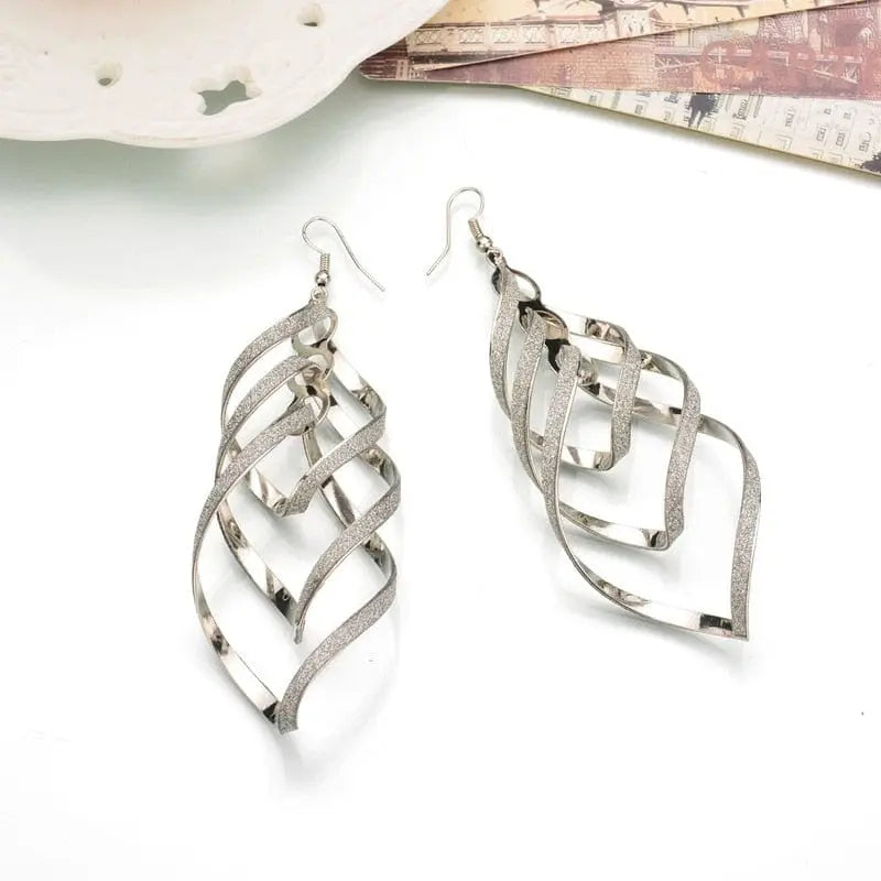 Showlu Fashion Store 0 Spiral1-silver Tassel Earrings 2022 Trendy Frosted Stud Earrings Bohemia Long Earring Women Sexy Girls Jewelry Fashion Punk Metal
