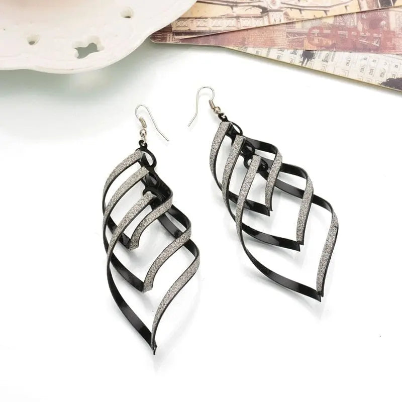 Showlu Fashion Store 0 Spiral1-black Tassel Earrings 2022 Trendy Frosted Stud Earrings Bohemia Long Earring Women Sexy Girls Jewelry Fashion Punk Metal