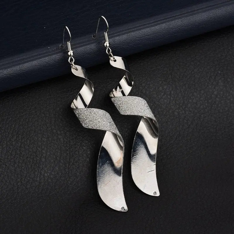  Showlu Fashion Store 0 Spiral2-silver Tassel Earrings 2022 Trendy Frosted Stud Earrings Bohemia Long Earring Women Sexy Girls Jewelry Fashion Punk Metal