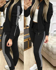 Showlu Fashion Store 0 Black / S Trend Leopard 2 Two Piece Set Women Outfits Activewear Zipper Top Leggings Women Matching Set Tracksuit Female Outfits for Women