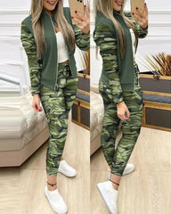 Showlu Fashion Store 0 Trend Leopard 2 Two Piece Set Women Outfits Activewear Zipper Top Leggings Women Matching Set Tracksuit Female Outfits for Women