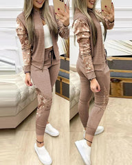 Showlu Fashion Store 0 Auburn / S Trend Leopard 2 Two Piece Set Women Outfits Activewear Zipper Top Leggings Women Matching Set Tracksuit Female Outfits for Women