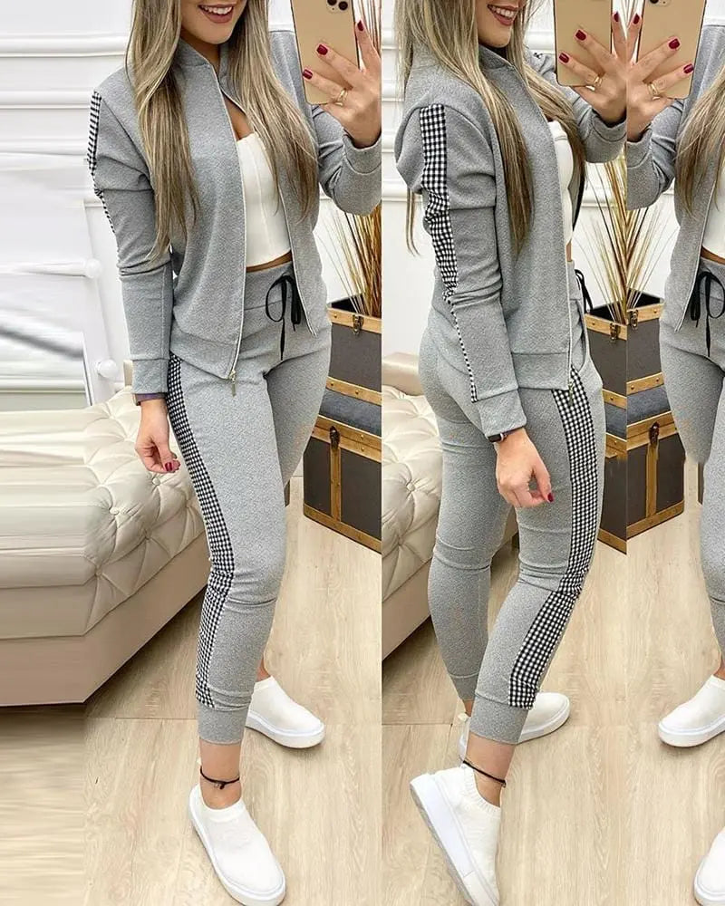 Showlu Fashion Store 0 Trend Leopard 2 Two Piece Set Women Outfits Activewear Zipper Top Leggings Women Matching Set Tracksuit Female Outfits for Women
