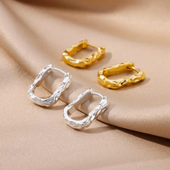 Showlu Fashion Store 0 U-Shaped Square Hoop Earrings for Women Luxury Stainless Steel Circle Earring 2023 Trending Wedding Aesthetic Jewelry aretes