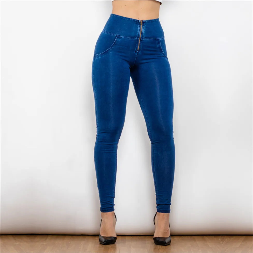 Shascullfites Melody Fit Jeans Full Length Push Up Skinny Slim High Waist Four Ways Stretchable Denim Jeans for Woman Summer SHOWLU FASHION STORE