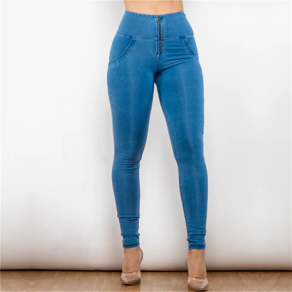 Shascullfites Melody Fit Jeans Full Length Push Up Skinny Slim High Waist Four Ways Stretchable Denim Jeans for Woman Summer SHOWLU FASHION STORE