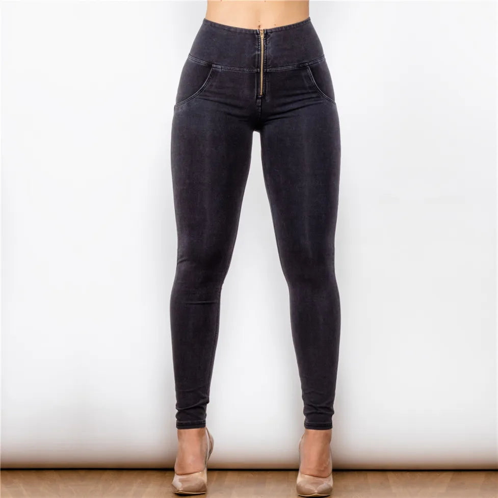 Shascullfites Melody Fit Jeans Full Length Push Up Skinny Slim High Waist Four Ways Stretchable Denim Jeans for Woman Summer SHOWLU FASHION STORE