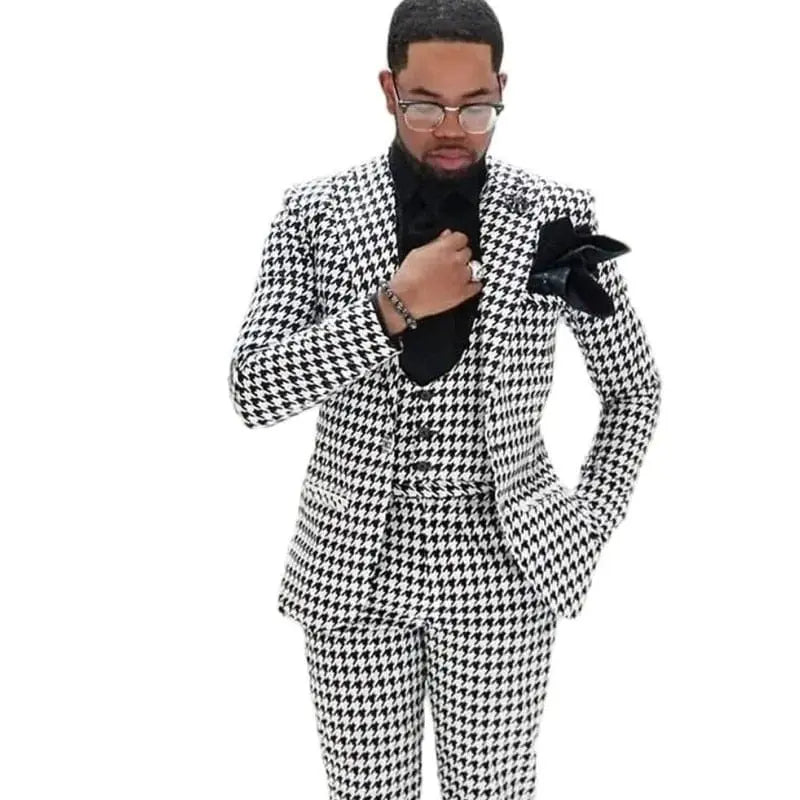 Wedding Prom Dress Slim Fitted 3 Pieces Plaid Blazer Sets Groom Men'S Suit Single Breasted Coat Pant Latest Design Luxury Wear - SHOWLU FASHION STORE