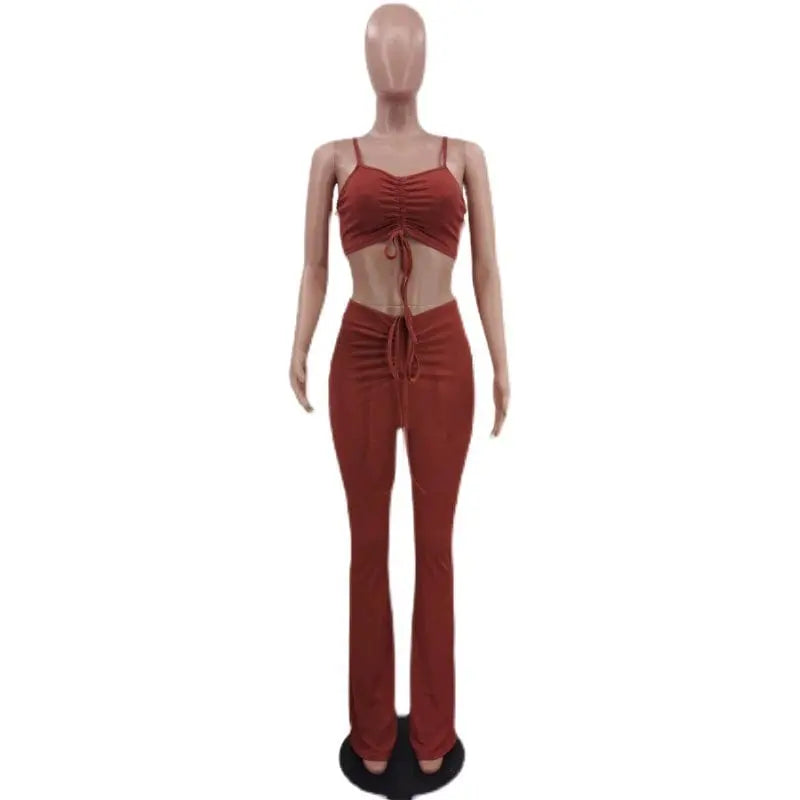 Women Two 2 Piece Outfit Set Tank Tops and Long Pants Summer - SHOWLU FASHION STORE