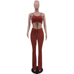 Women Two 2 Piece Outfit Set Tank Tops and Long Pants Summer - SHOWLU FASHION STORE