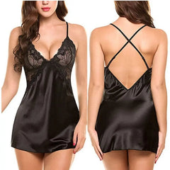  Showlu Fashion Store 0 Women's Sexy Lace Satin Nightdress Women's Lingerie Sleepwear Set Babydoll Sexy Costumes Erotic Hot Dresses Exotic Pajamas