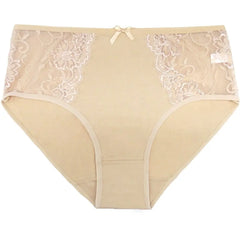  Showlu Fashion Store 0 Women's cotton briefs sexy mid-rise solid lace waist patchwork panties Ladies briefs plus size women briefs underwear 3 Pcs/lot