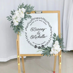 Showlu Fashion Store 0 Burgundy Yannew Artificial Wedding Arch Flowers Kit Boho Dusty Rose Blue Eucalyptus Garland Drapes for Wedding Decorations Welcome Sign