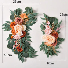 Showlu Fashion Store 0 Burgundy Yannew Artificial Wedding Arch Flowers Kit Boho Dusty Rose Blue Eucalyptus Garland Drapes for Wedding Decorations Welcome Sign