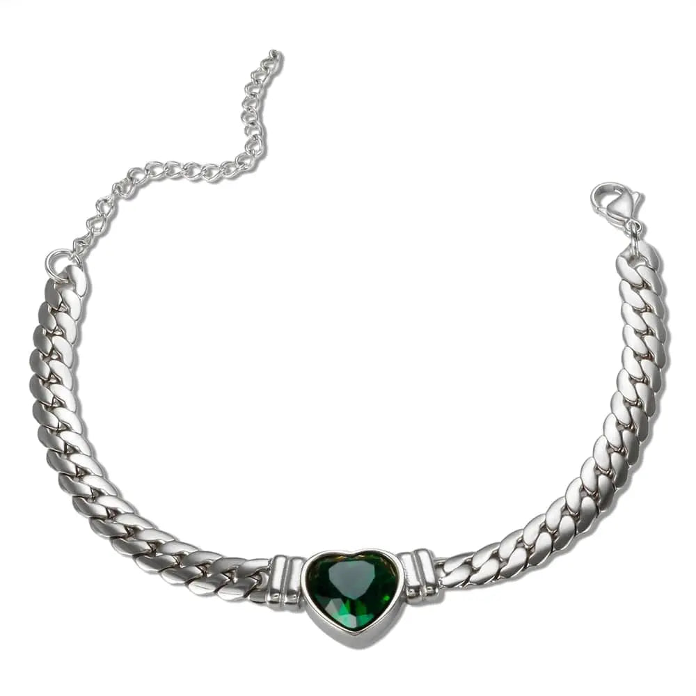 Showlu Store Nation 0 Silver GN Bracelet ZMFashion Gold-Plated Waterproof Stainless Steel Jewelry Set Luxury Love Heart Shape Chain Necklace Nail Bracelet Set for Women