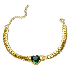 Showlu Store Nation 0 Gold GN Bracelet ZMFashion Gold-Plated Waterproof Stainless Steel Jewelry Set Luxury Love Heart Shape Chain Necklace Nail Bracelet Set for Women