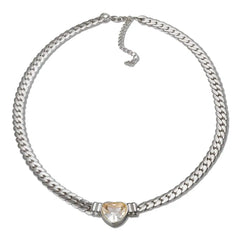 Showlu Store Nation 0 Silver WH Necklace ZMFashion Gold-Plated Waterproof Stainless Steel Jewelry Set Luxury Love Heart Shape Chain Necklace Nail Bracelet Set for Women
