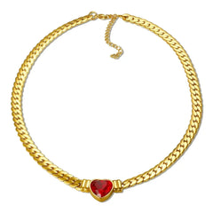 Showlu Store Nation 0 Gold RD Necklace ZMFashion Gold-Plated Waterproof Stainless Steel Jewelry Set Luxury Love Heart Shape Chain Necklace Nail Bracelet Set for Women