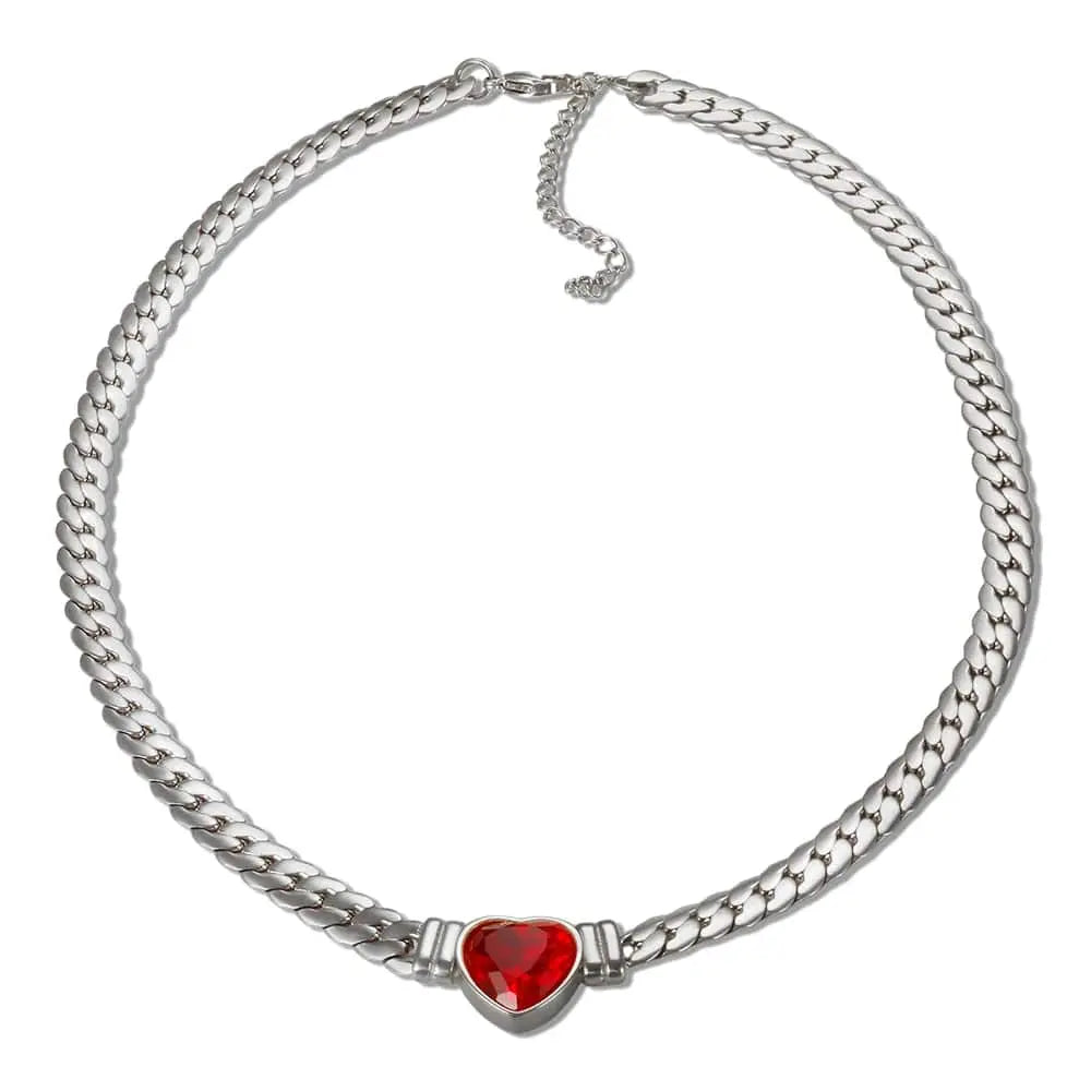 Showlu Store Nation 0 Silver RD Necklace ZMFashion Gold-Plated Waterproof Stainless Steel Jewelry Set Luxury Love Heart Shape Chain Necklace Nail Bracelet Set for Women