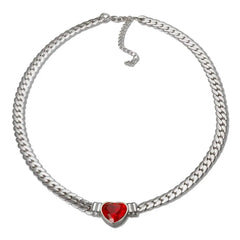 Showlu Store Nation 0 Silver RD Necklace ZMFashion Gold-Plated Waterproof Stainless Steel Jewelry Set Luxury Love Heart Shape Chain Necklace Nail Bracelet Set for Women