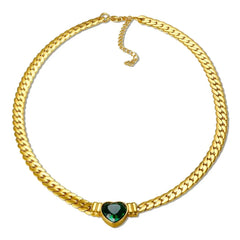 Showlu Store Nation 0 Gold GN Necklace ZMFashion Gold-Plated Waterproof Stainless Steel Jewelry Set Luxury Love Heart Shape Chain Necklace Nail Bracelet Set for Women