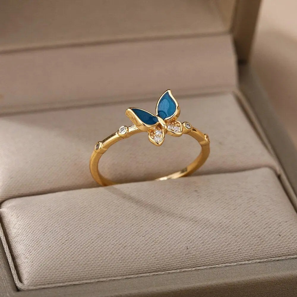 Showlu Store Nation 0 Open 9 / China Zircon Engagement Wedding Rings For Women Gold Color Stainless Steel Ring Female 2023 Finger Jewelry Birthday Gift Free Shipping