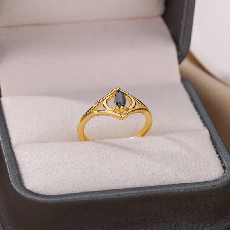 Showlu Store Nation 0 Size 7 7 / China Zircon Engagement Wedding Rings For Women Gold Color Stainless Steel Ring Female 2023 Finger Jewelry Birthday Gift Free Shipping