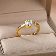 Showlu Store Nation 0 Open 1 / China Zircon Engagement Wedding Rings For Women Gold Color Stainless Steel Ring Female 2023 Finger Jewelry Birthday Gift Free Shipping