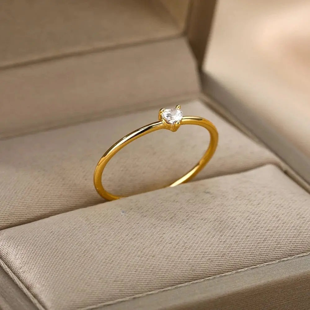 Showlu Store Nation 0 Size 7 3 / China Zircon Engagement Wedding Rings For Women Gold Color Stainless Steel Ring Female 2023 Finger Jewelry Birthday Gift Free Shipping