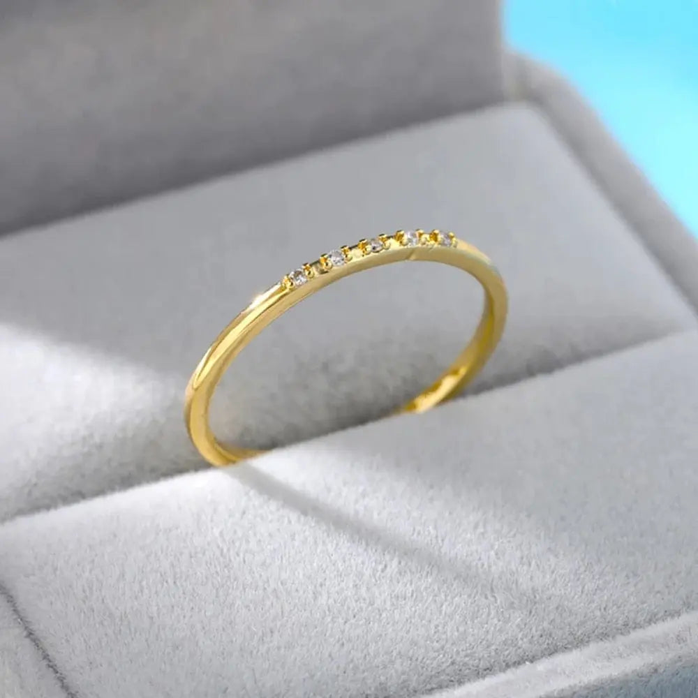 Showlu Store Nation 0 Size 7 4 / China Zircon Engagement Wedding Rings For Women Gold Color Stainless Steel Ring Female 2023 Finger Jewelry Birthday Gift Free Shipping