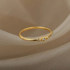 Showlu Store Nation 0 Zircon Engagement Wedding Rings For Women Gold Color Stainless Steel Ring Female 2023 Finger Jewelry Birthday Gift Free Shipping