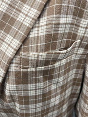 A Men'S Checkered Suit, Suitable for Spring And Autumn Wear, with a Brown Blazer Ideal for Evening Events. - SHOWLU FASHION STORE