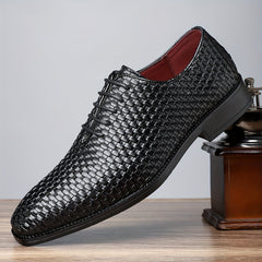 [Non Slip Rubber Sole Shoes] Plus Size Men's Whole-Cut Oxford Shoes, Comfy Non Slip Lace Up Casual Rubber Sole Formal Shoes, Men's Shoes For Banquet, Office, Business Occasion SHOWLU FASHION STORE