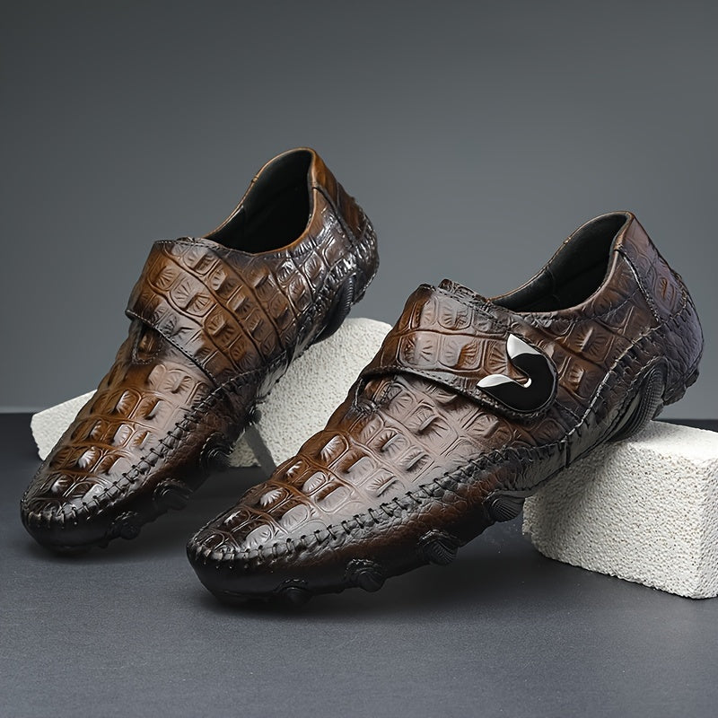 Comfy Top Grain Leather Loafers - Oxfords with Hook & Loop Fastener, Non Slip Rubber Sole, Durable Walking Shoes for Men SHOWLU FASHION STORE
