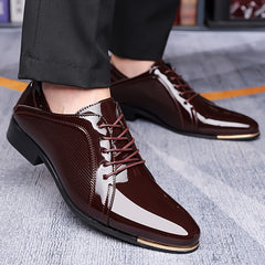 Men's Sleek Dress Shoes - Versatile for Weddings, Business & Casual Wear | Lace-Up, Non-Slip Rubber Sole | Fashionable Solid Color Design SHOWLU FASHION STORE